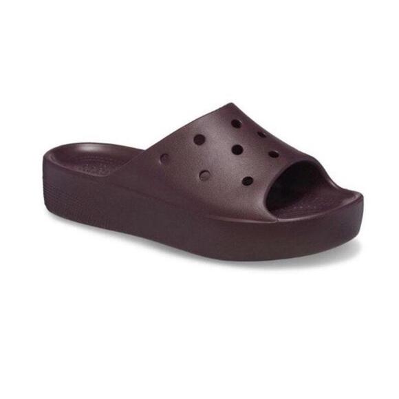 Crocs sandals womens 6 maroon burgundy slide platform comfort summer beach - Picture 1 of 8